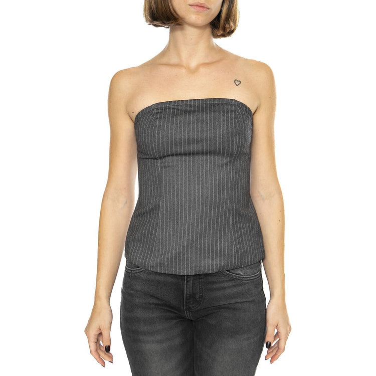 Top corsetero raya diplomática gris - Top Donna Grigio 43W/11252  WILD PONY 