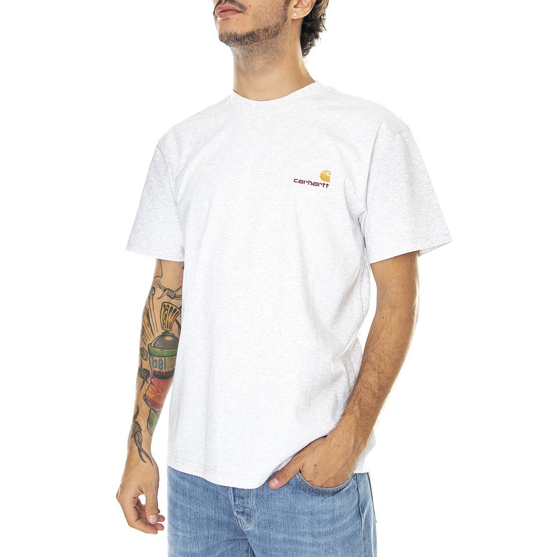 S/S American Script T-Shirt Ash Heather - Maglietta Girocollo Uomo Grigia I029956-482XX  CARHARTT WIP 