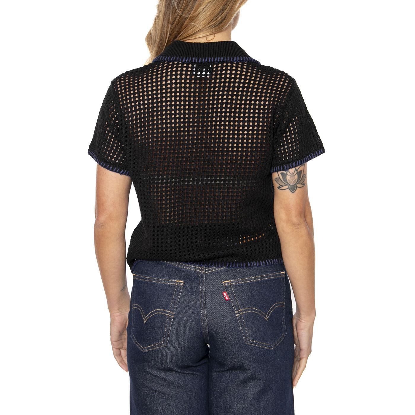 Pilar Crochet SS Cardigan Black - Cardigan in Maglia Donna Nero 251010072-BLK  OBEY 