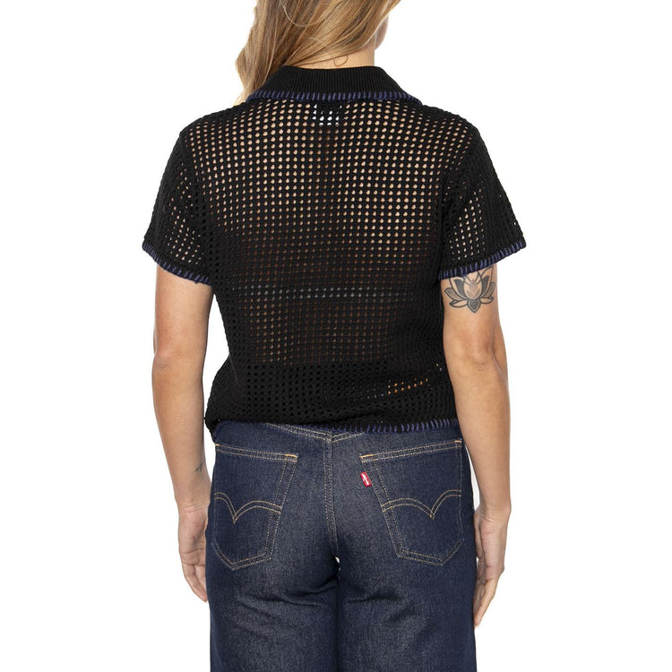 Pilar Crochet SS Cardigan Black - Cardigan in Maglia Donna Nero 251010072-BLK  OBEY 