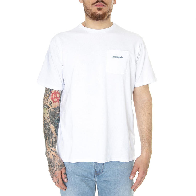 M's Boardshort Logo Pocket Responsibili-Tee White - Maglietta Girocollo Uomo Bianca 37655-WHI . PATAGONIA 