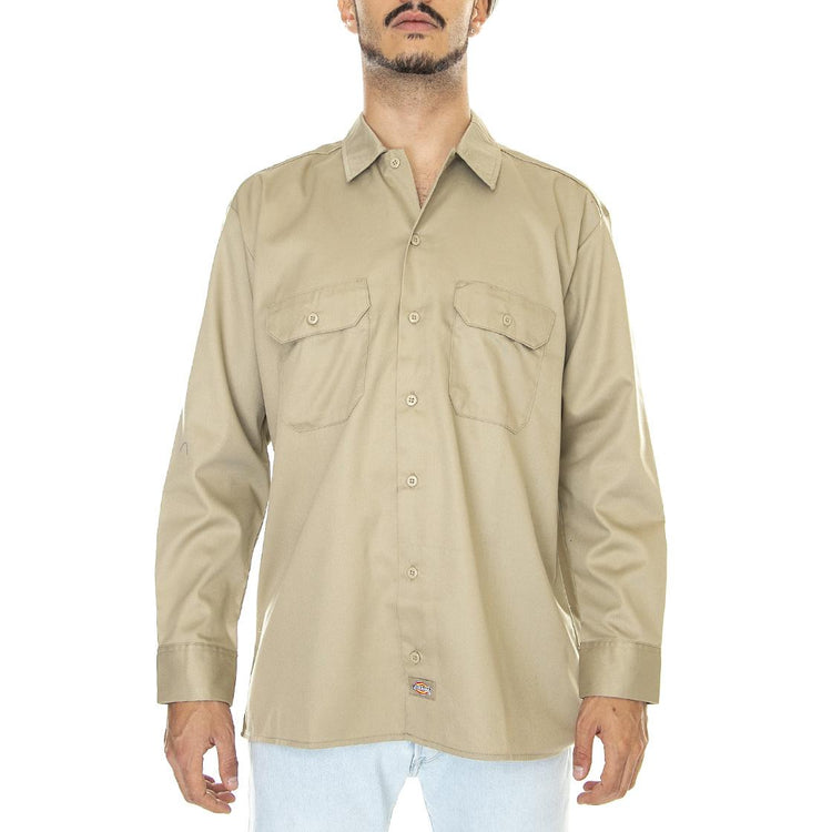 Work Shirt LS Rec Khaki - Camicia Uomo Beige DK0A4Y26KHK1  DICKIES 