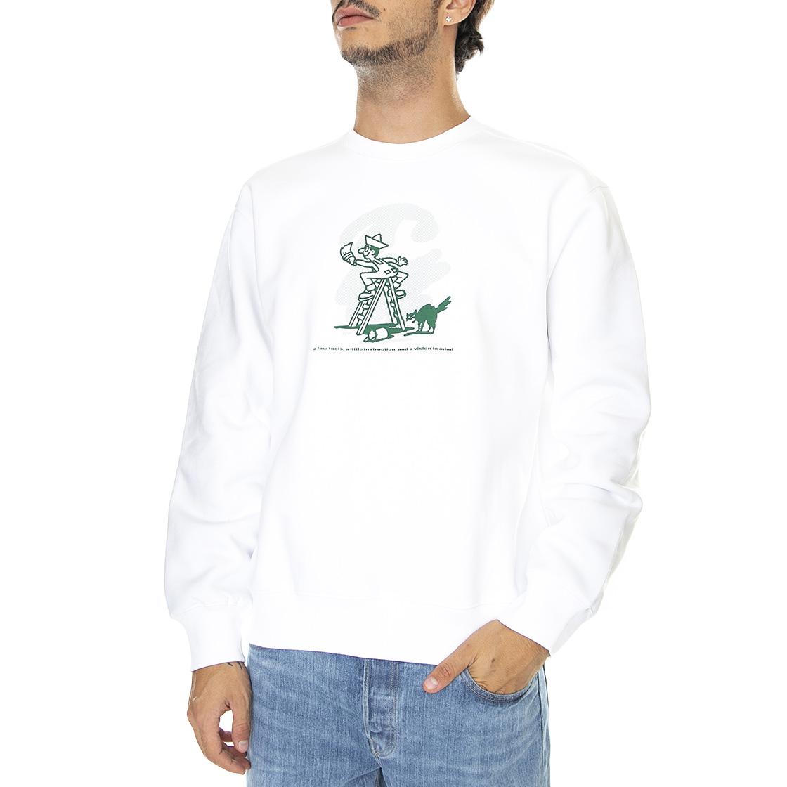 Lucky Painter Sweat White / Bonsaï - Felpa Girocollo Uomo Bianca I031015-19ZXX  CARHARTT WIP 