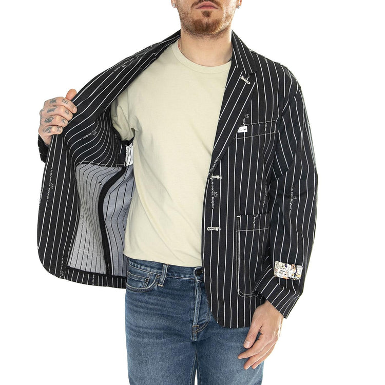JMB Striped Blazer Black / Black - Giacca Uomo Nera 112359231  LEE 
