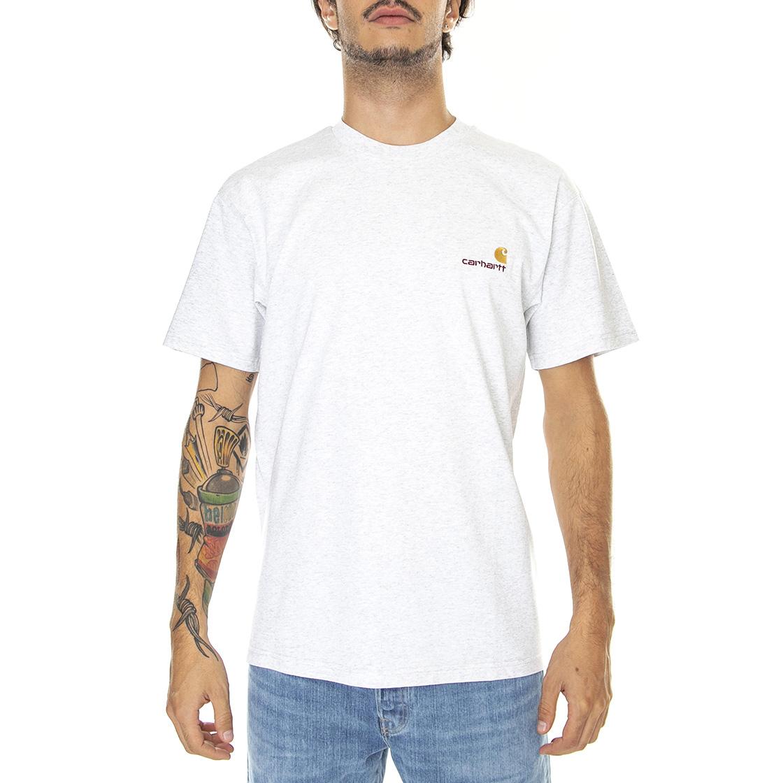 S/S American Script T-Shirt Ash Heather - Maglietta Girocollo Uomo Grigia I029956-482XX  CARHARTT WIP 