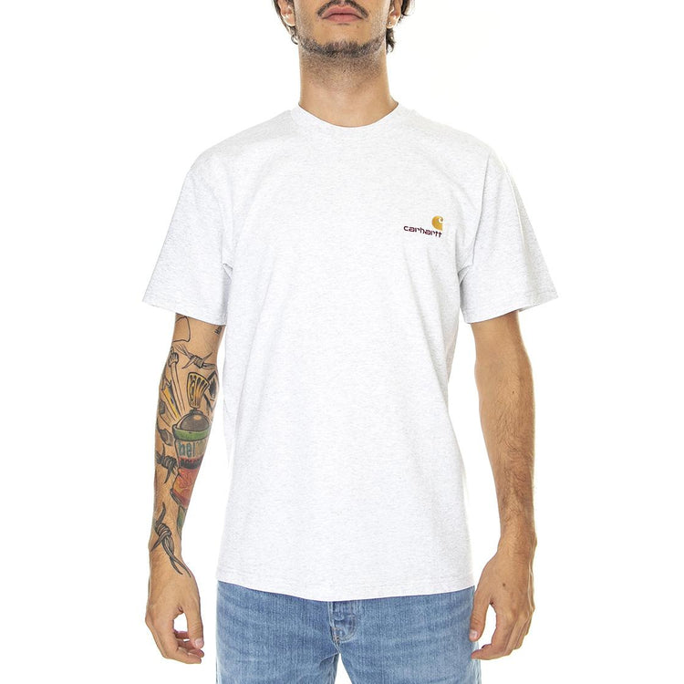 S/S American Script T-Shirt Ash Heather - Maglietta Girocollo Uomo Grigia I029956-482XX  CARHARTT WIP 