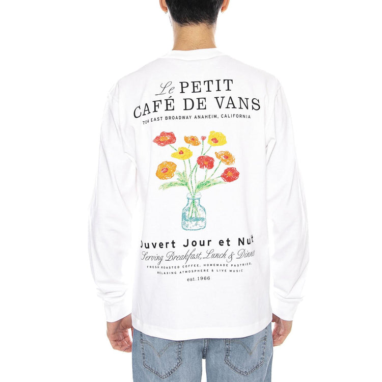 Cafe Vans LS -- Maglietta Uomo Maniche Lunghe Bianca VN000PC2 WHT1 VANS 