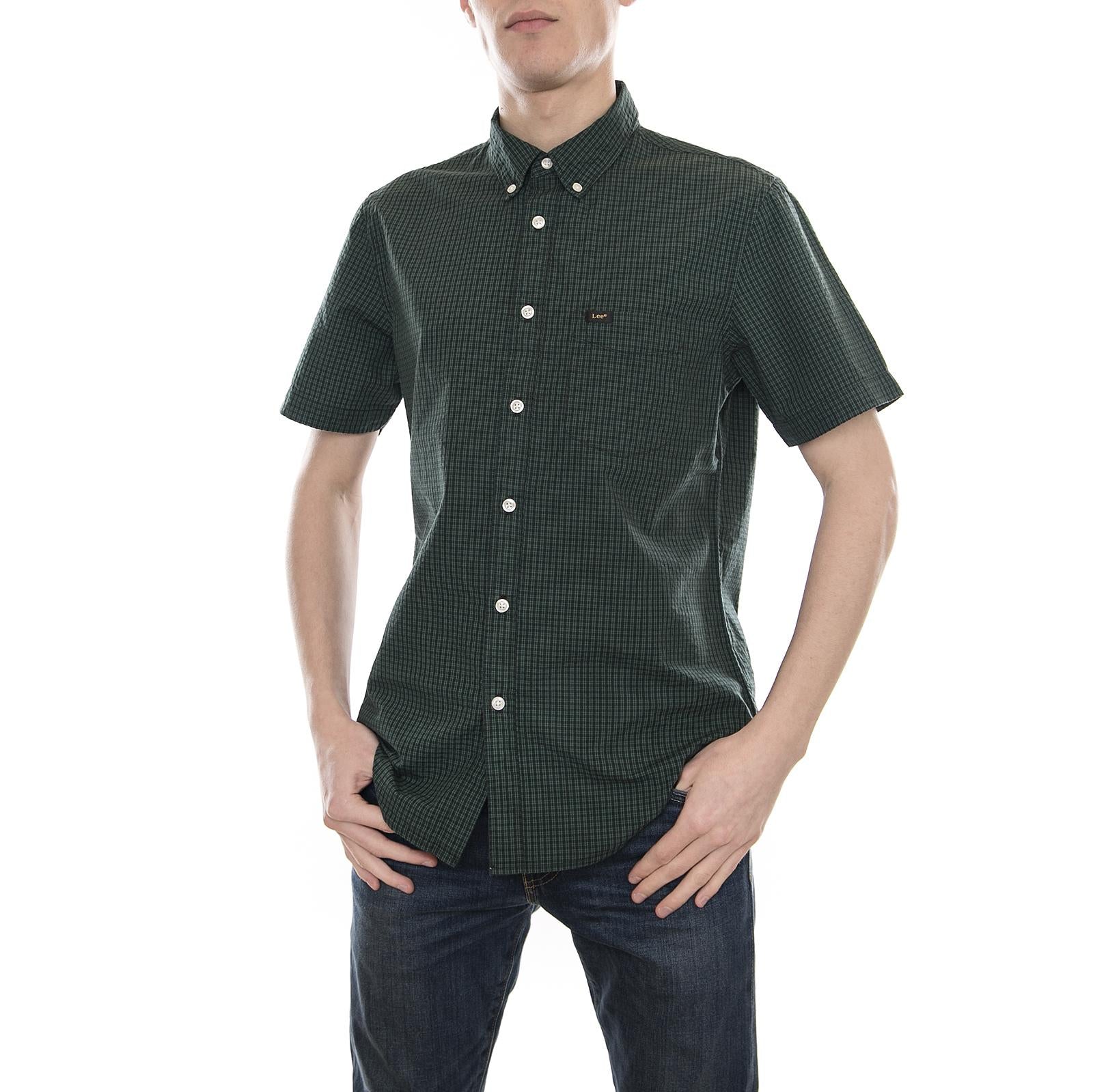 LEE BUTTON DOWN SS EVERGREEN L886GDEB  LEE 