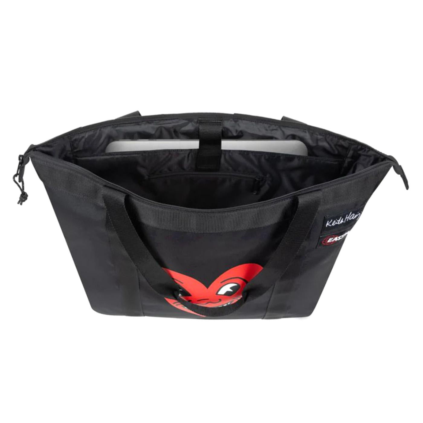 TRAVEL TOTE KEITH HARING HEART - Borsa Tote Bag Nera Collaborazione con Keith Haring EK0A5BLS 6Z61 EASTPAK 