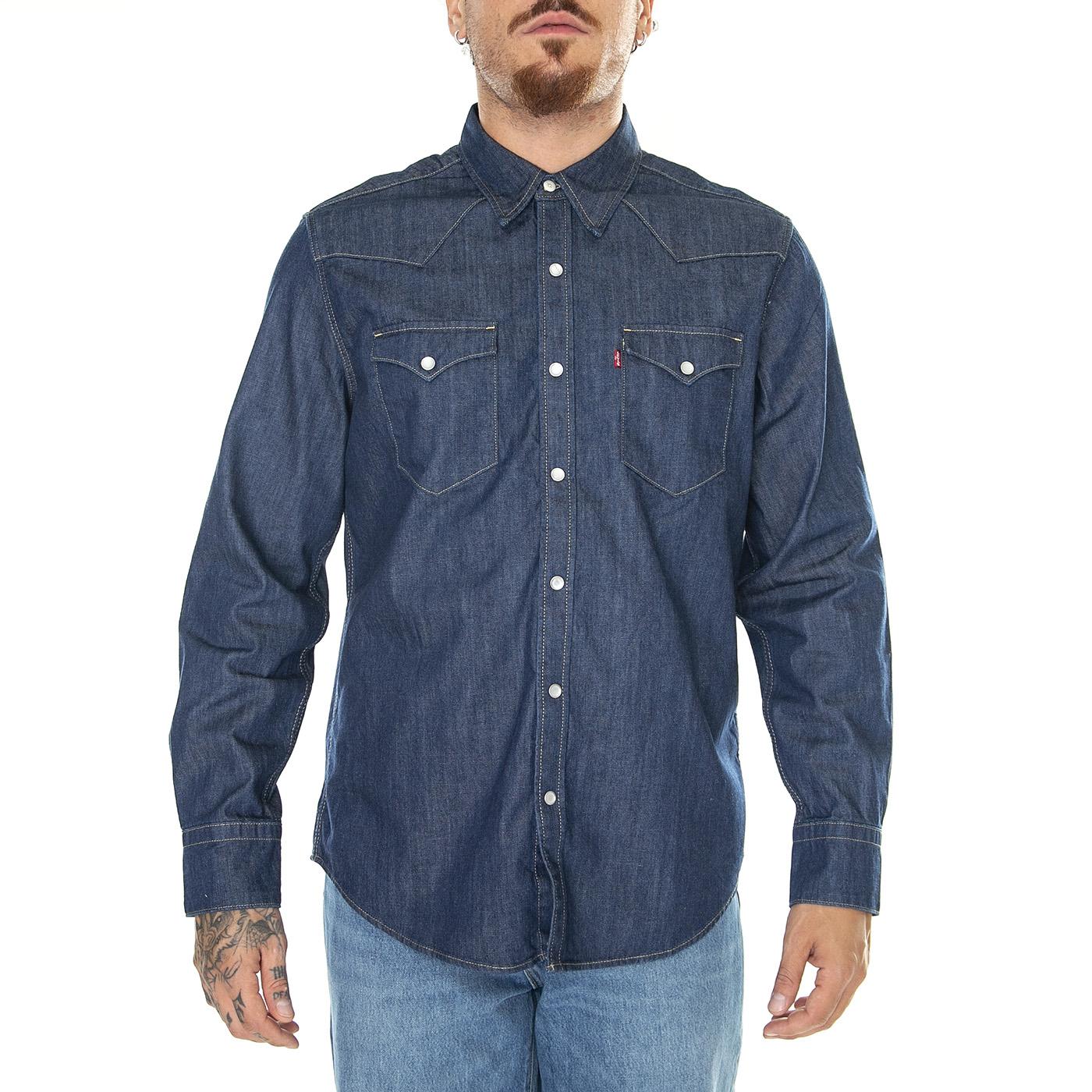 M' Barstow Western Standard Red Cast Rinse Marbled TH 2H 19 Shirt - Camicia Uomo Denim Jeans Blu 85744-0000 . LEVIS 