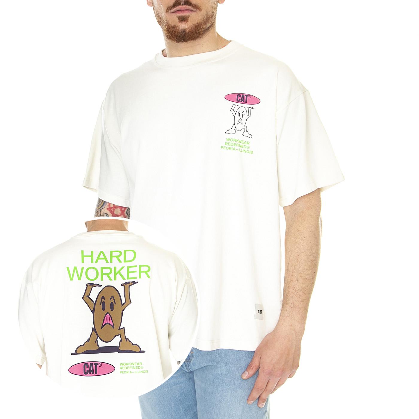 Hard Worker T-Shirt Bone - Maglietta Girocollo Uomo Beige 6010077-11-4300  CAT 