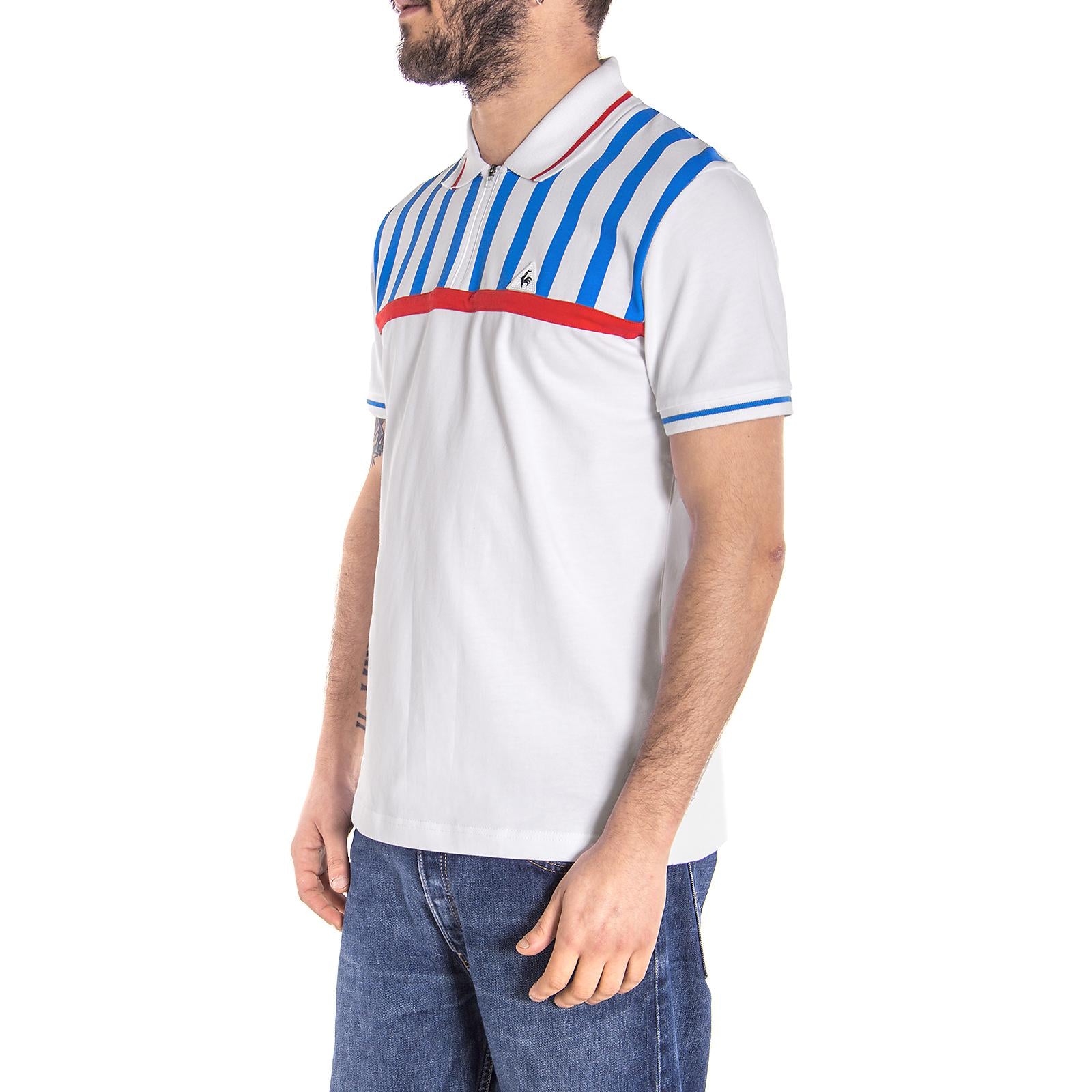 TRI LF Polo SS Stripes M optical white 1710599  LE COQ SPORTIF 