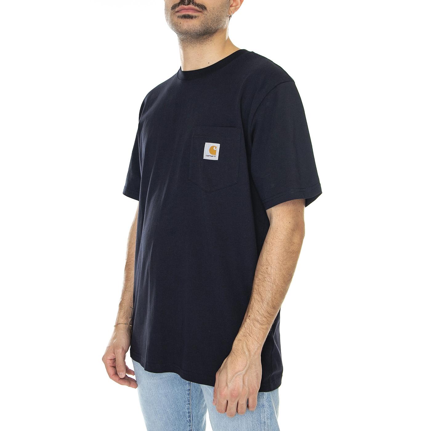 S/S POCKET T-SHIRT DARK NAVY - Maglietta Girocollo Uomo Blu Navy I030434 1CXX CARHARTT WIP 