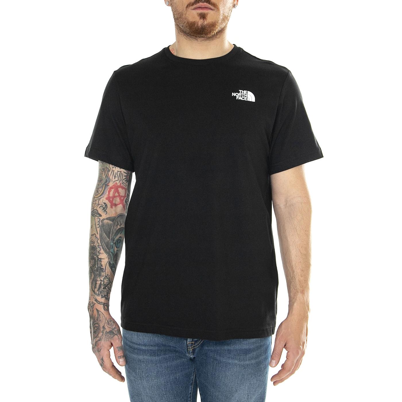 M S/S Redbox Tee Tnf Black / Summit Navy T - Maglietta Girocollo Uomo Nera NF0A87NPYGO1  THE NORTH FACE 