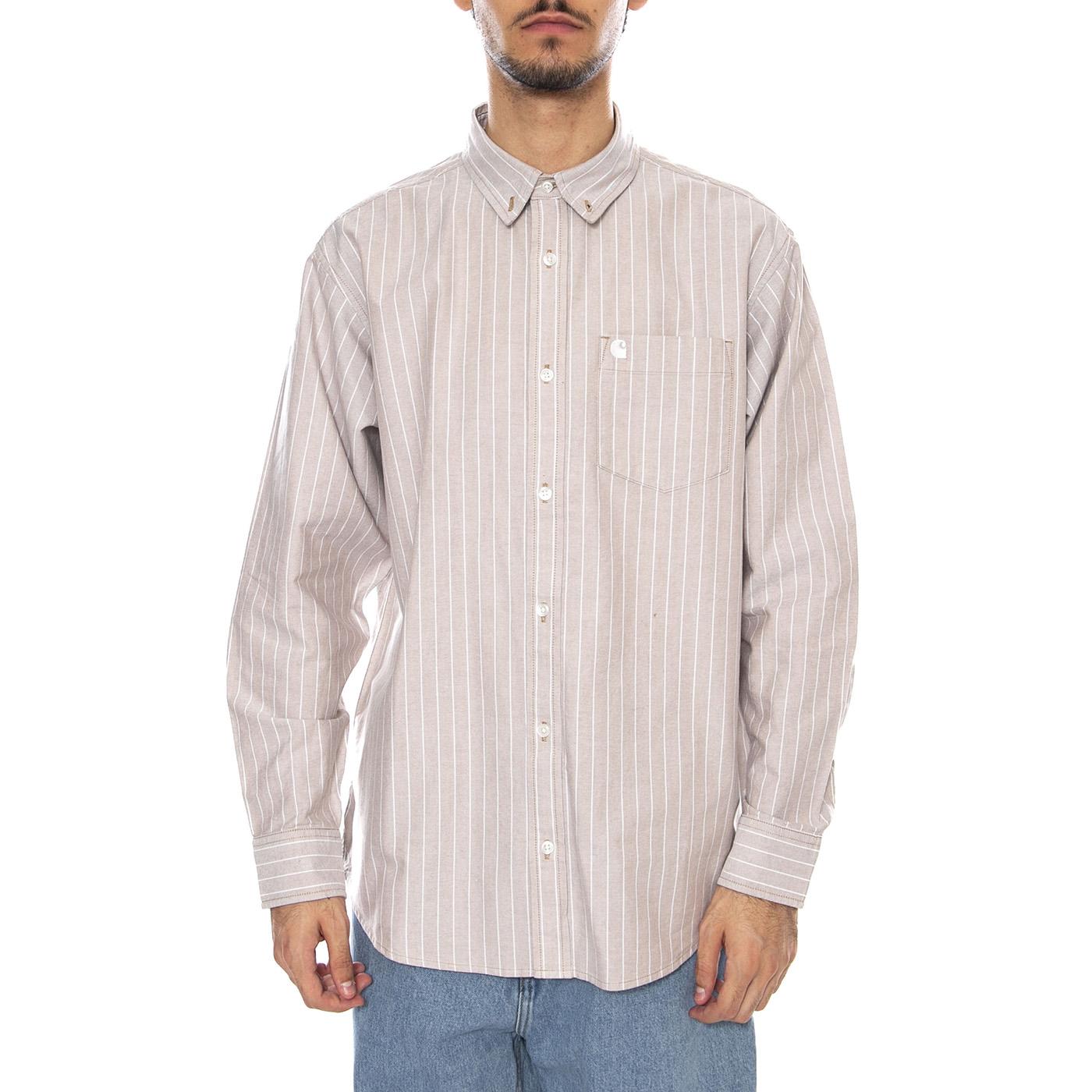 L/S Cassel Shirt Cassel Stripe, Peanut / White - Camicia Uomo Multicolore I035327.35EXX . CARHARTT WIP 