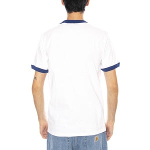 S/S Connection Script Ringer T-S White / Wolfsbane - Maglietta  Girocollo Uomo Bianca I035429.3DL4G . CARHARTT WIP 