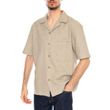 Nilio MS Shirt Stone Green - Camicia Maniche Corte Uomo Beige / Verde  Uomo ELVINE