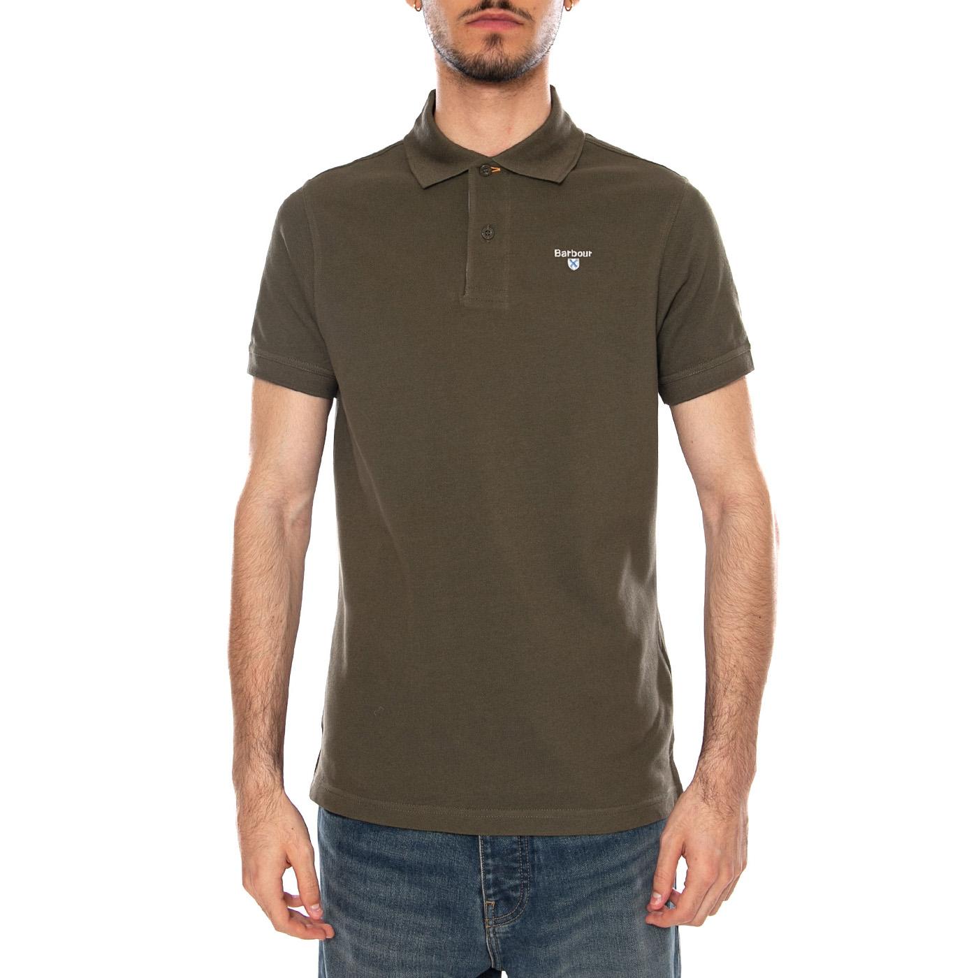 TARTAN PIQUE POLO DARK OLIVE - Polo Uomo Verde MML0012 OL51 BARBOUR 