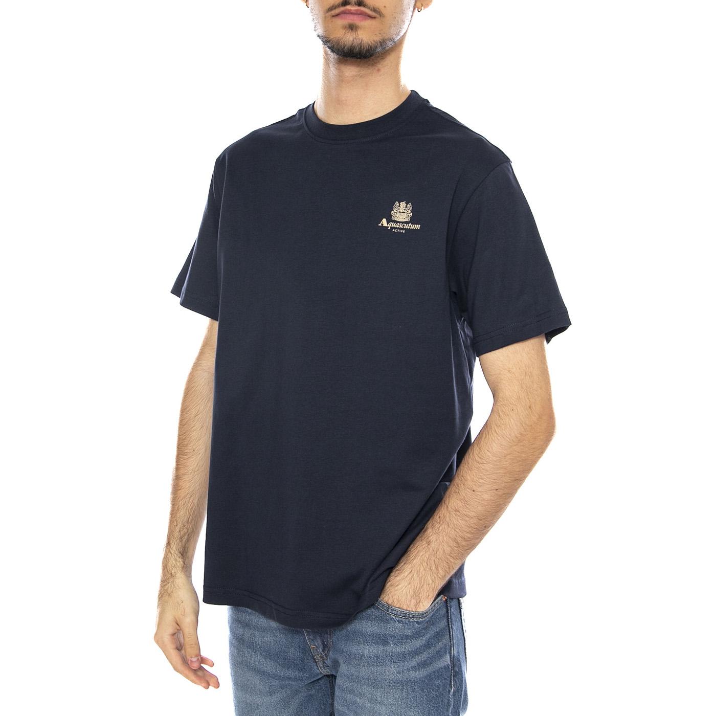 Small Logo T-Shirt -- Maglietta Girocollo Uomo Navy AA_ICON_TS006_11 . AQUASCUTUM 