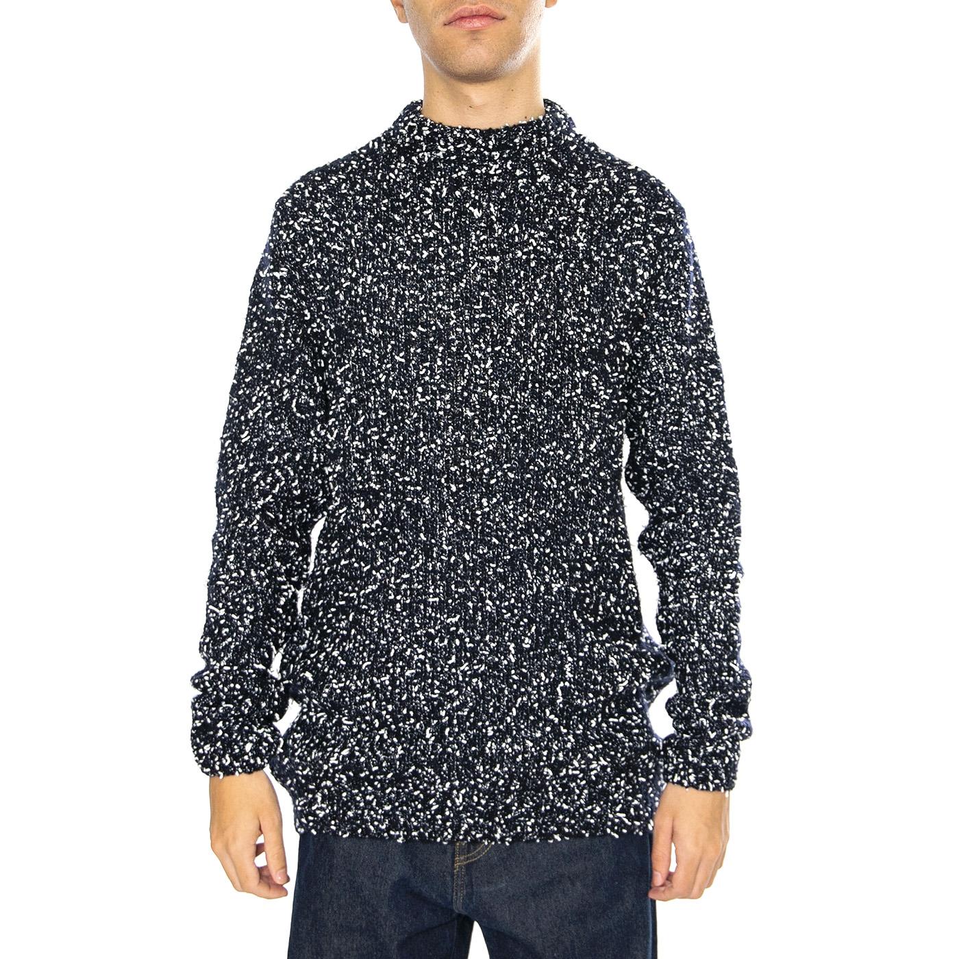 Two Tones Sweater Navy / Navy - Maglione Girocollo Uomo Blu 3085-NAVY  BRAVA FABRICS 