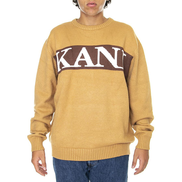 KK Retro Block Knit Crew - Maglione Girocollo Uomo Marrone KM213-015-1  KARL KANI 