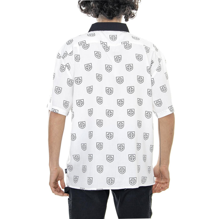 Indy Collabo Trial Woven Shirt - Off White / Black - Camicia Maniche Corte Uomo Bianca / Nera 01145-OFFBK . BRIXTON 