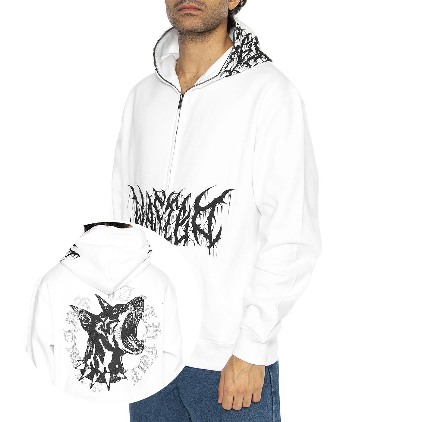 Blitz Full Zip Hoodie White - Felpa con Cappuccio e Zip Uomo Bianca E37WASFSNAWHT  WASTED PARIS 