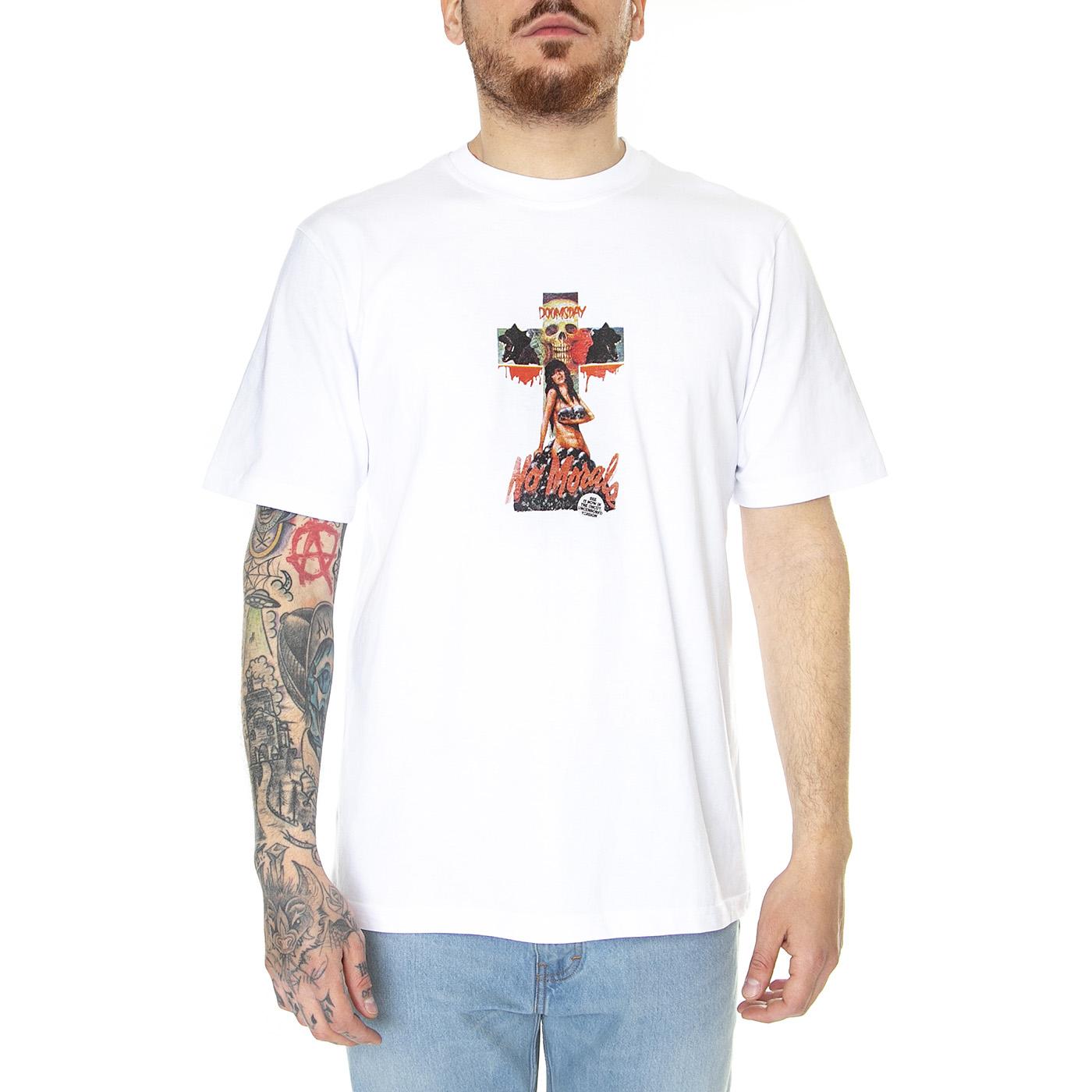 No Morals T-Shirt White - Maglietta Girocollo Uomo Bianca TSH0369WHT  DOOMSDAY 