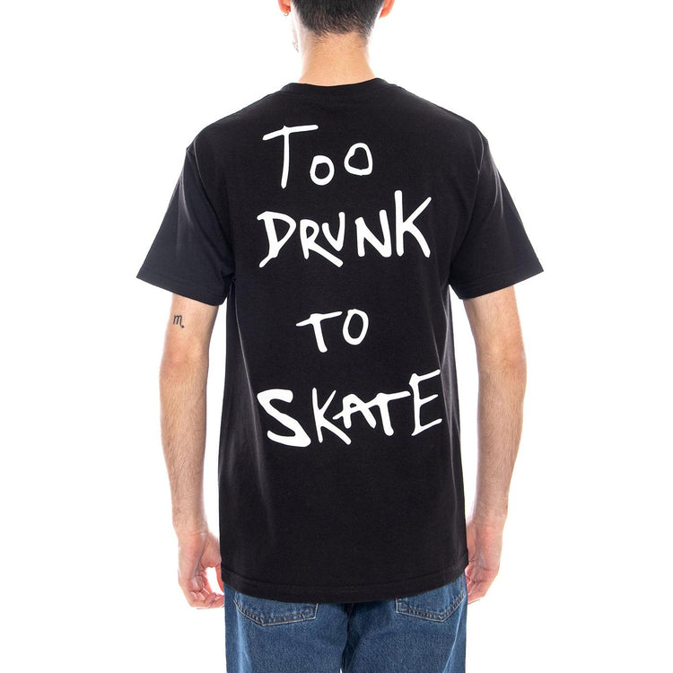 Too Drunk Too Skate Tee Black / White - Maglietta Girocollo Uomo Nera TYASS014-01BLK-WHT . THANK YOU 