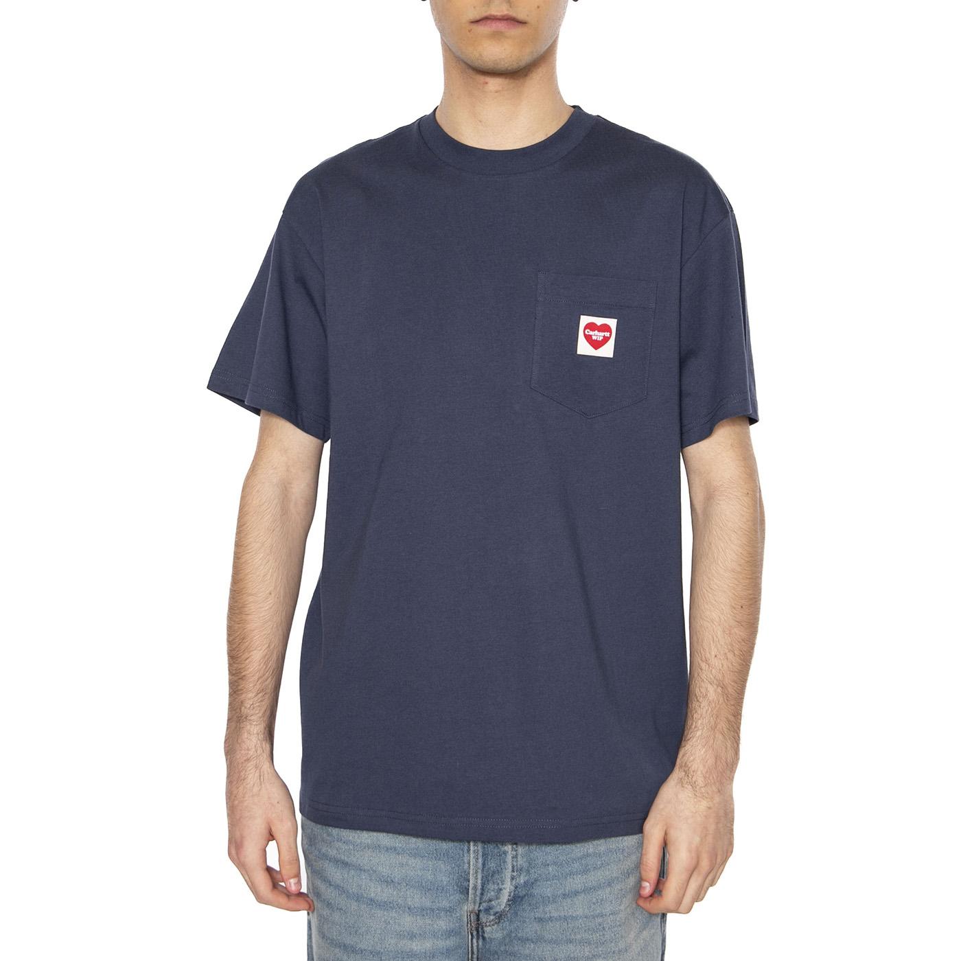S/S Pocket Heart T-Shirt Blue - Maglietta Girocollo Uomo Blu I032128.01XX  CARHARTT WIP 