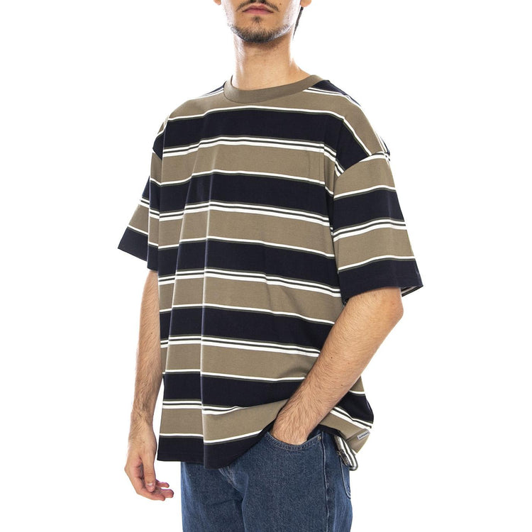 S/S Malone T-Shirt Malone Stripe, Brass - Maglietta Girocollo Uomo Multicolore I035301.37XXX . CARHARTT WIP 