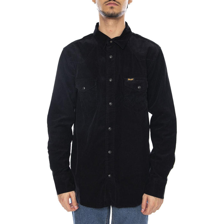 Western Cord Shirt Black - Camcicia in Velluto a Coste Uomo Nera 112371429 . WRANGLER 