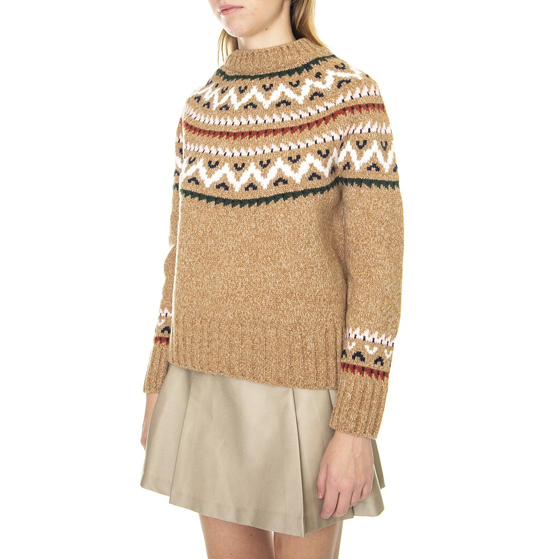 Langford Knit Marram Grass - Maglione Girocollo Donna Marrone / Multicolore 222MLKN1273-BR57  BARBOUR 