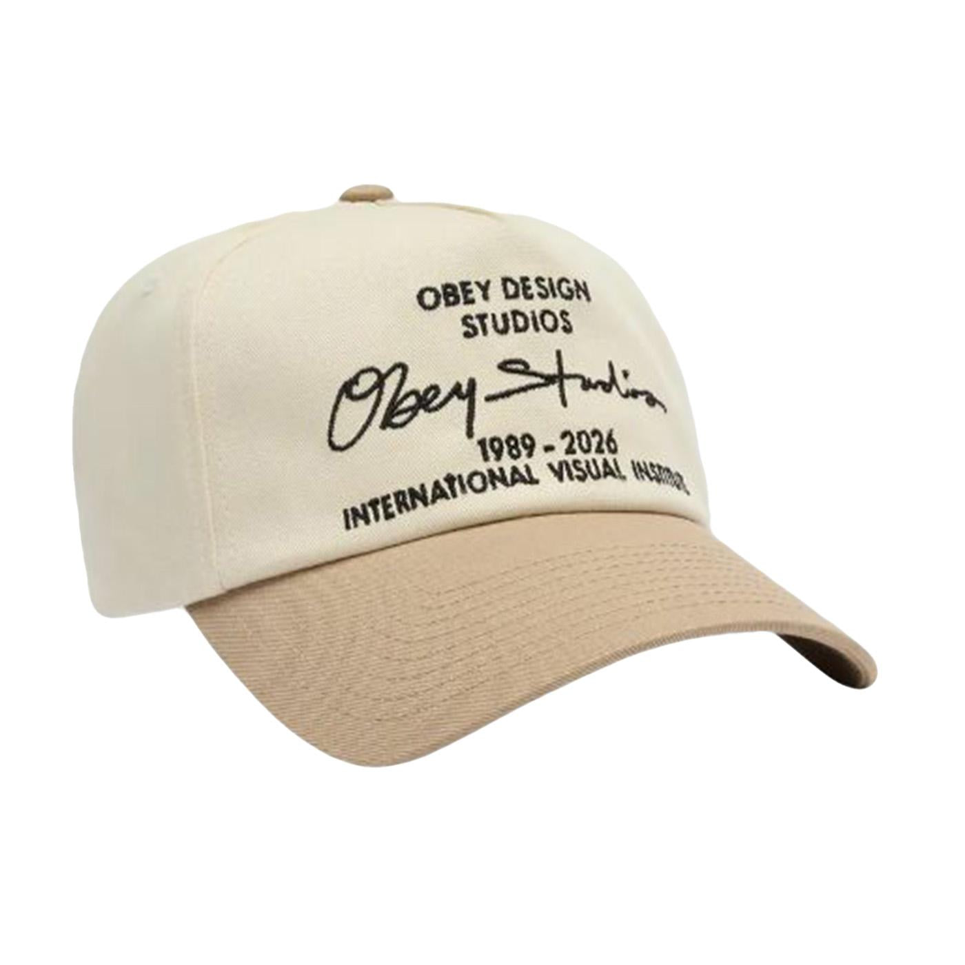 Obey Design Studios 5 Panel Strapback Pale Khaki Multi - Cappellino con Visiera Beige 100490151 PKH OBEY 