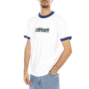 S/S Connection Script Ringer T-S White / Wolfsbane - Maglietta  Girocollo Uomo Bianca I035429.3DL4G . CARHARTT WIP 