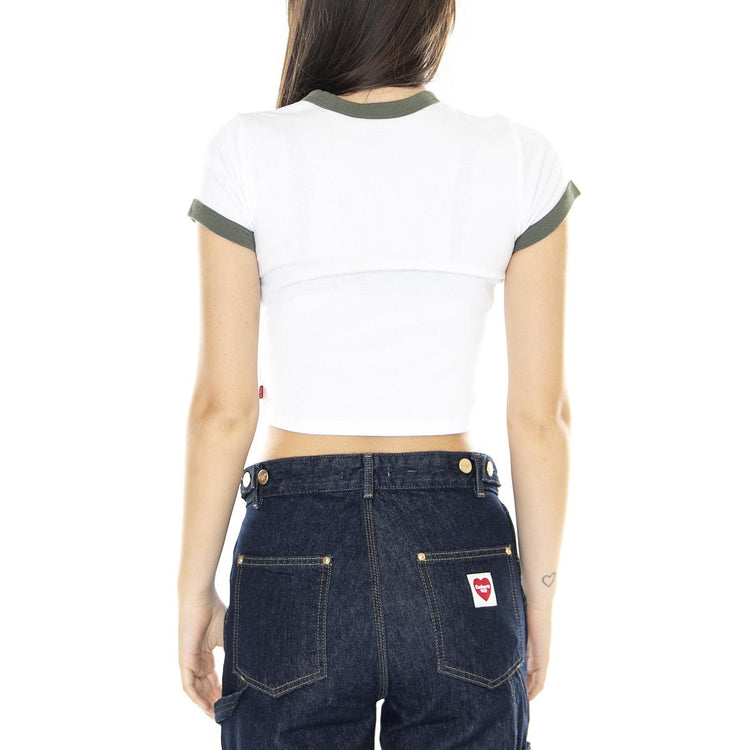 W' Graphic Ringer Mini Tee Soulmates White - Maglietta Girocollo Donna Bianca A3523-0018  LEVIS 