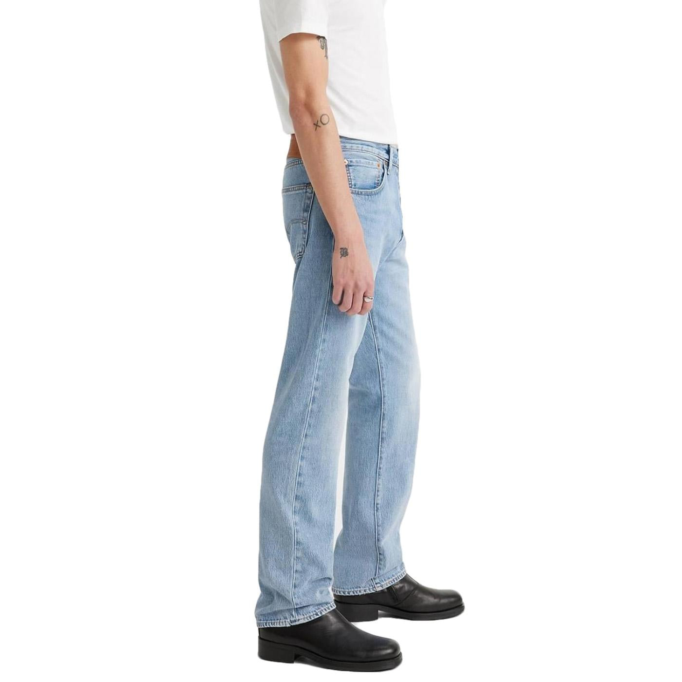 501 Levi's Originals Glassy Waves Light Indigo Worn In - Pantaloni Denim Jeans Uomo Blu 00501-3410 . LEVIS 