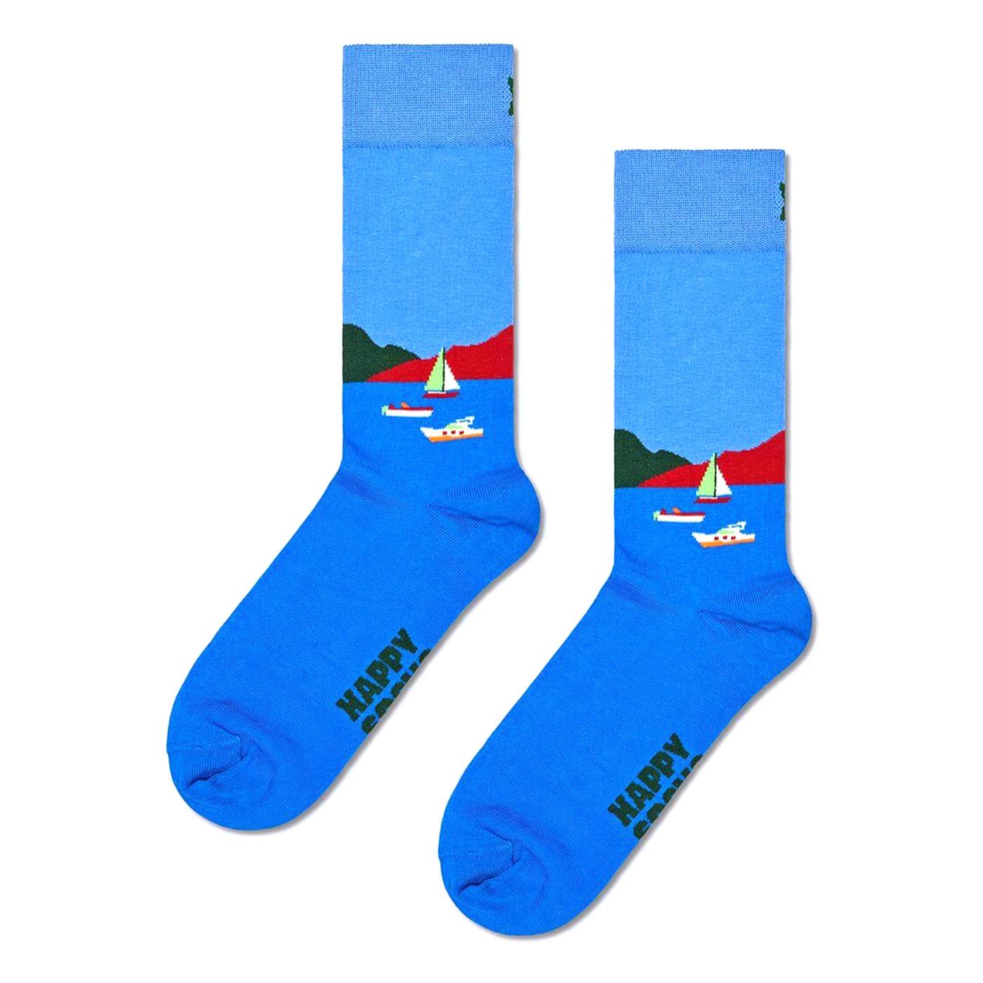 Boats Sock Blue - Calzini Multicolore P002242-BLUE  HAPPY SOCKS 