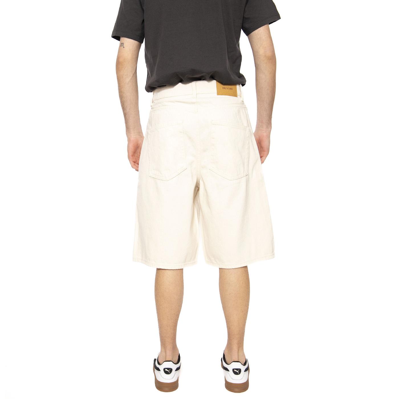 Carl Balloon Ecru 4145 Pim Denim Shorts Ecru - Bermuda Uomo Bianchi 22034145-4770064  ONLY & SONS 