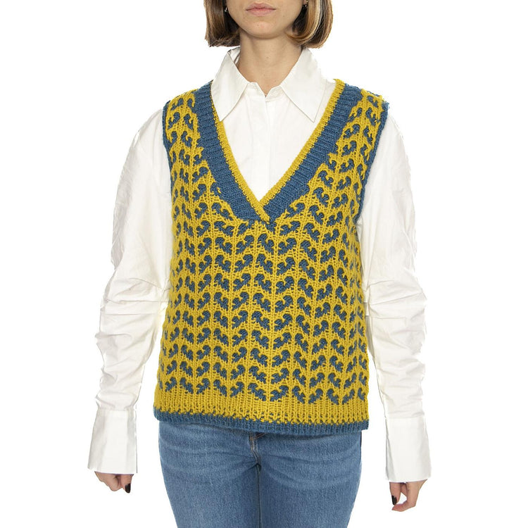 Chaleco Punto Pato / Verde Jacquard - Gilet Donna Multicolore 14610314  MD'M 