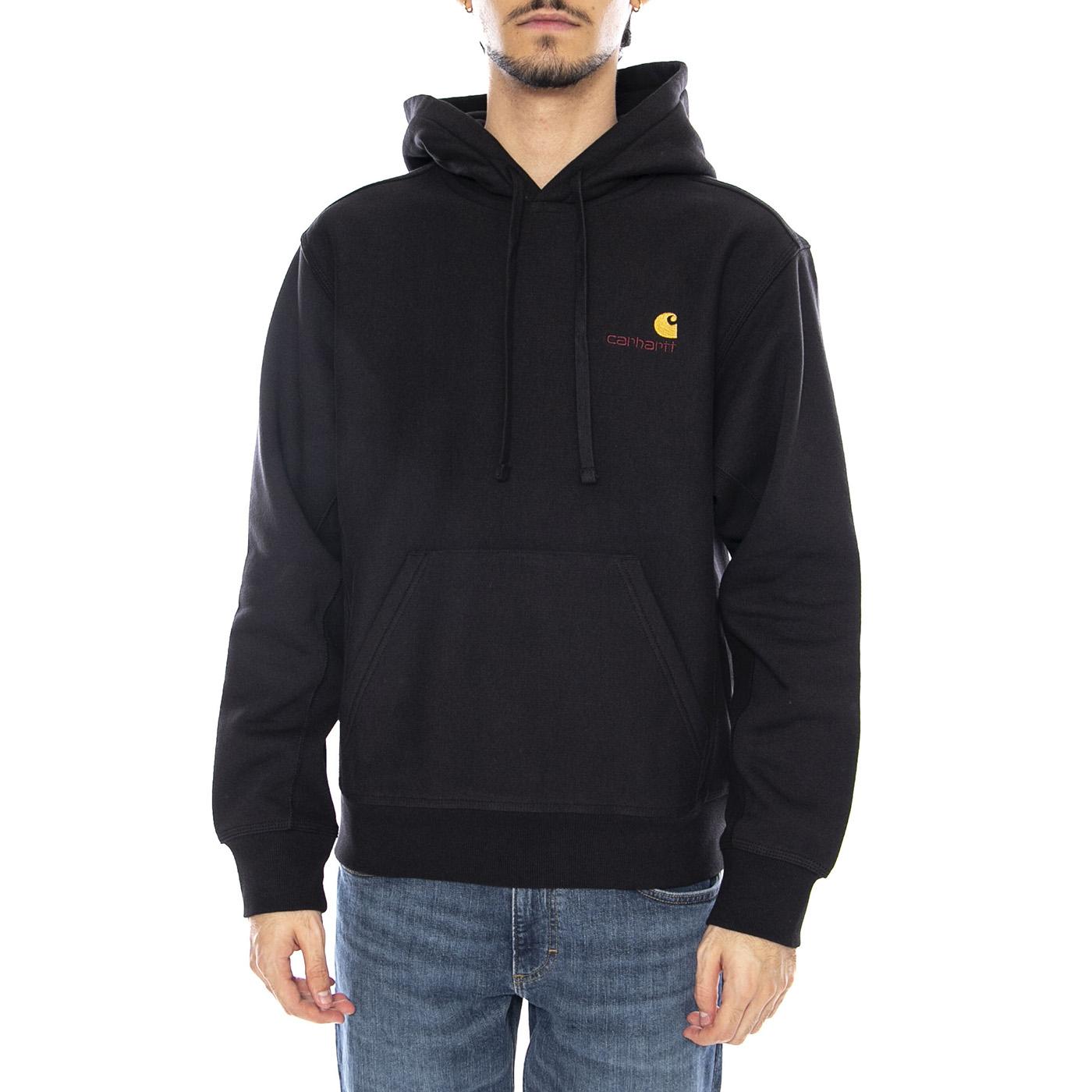 Hooded American Script Sweat Black - Felpa con Cappuccio Uomo Nera I028279.89XX . CARHARTT WIP 