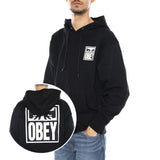 Obey Eyes Icon 2 Fleece Black -- Felpa con Cappuccio Nera  Uomo OBEY