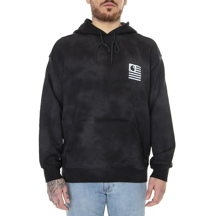 Hooded Chromo Sweat Black Chromo / White - Felpa con Cappuccio Uomo Nera I031405-1K5XX  CARHARTT WIP 