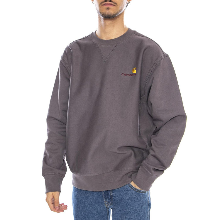 American Script Sweat Porphyry - Felpa Girocollo Uomo Grigia I025475.33CXX . CARHARTT WIP 