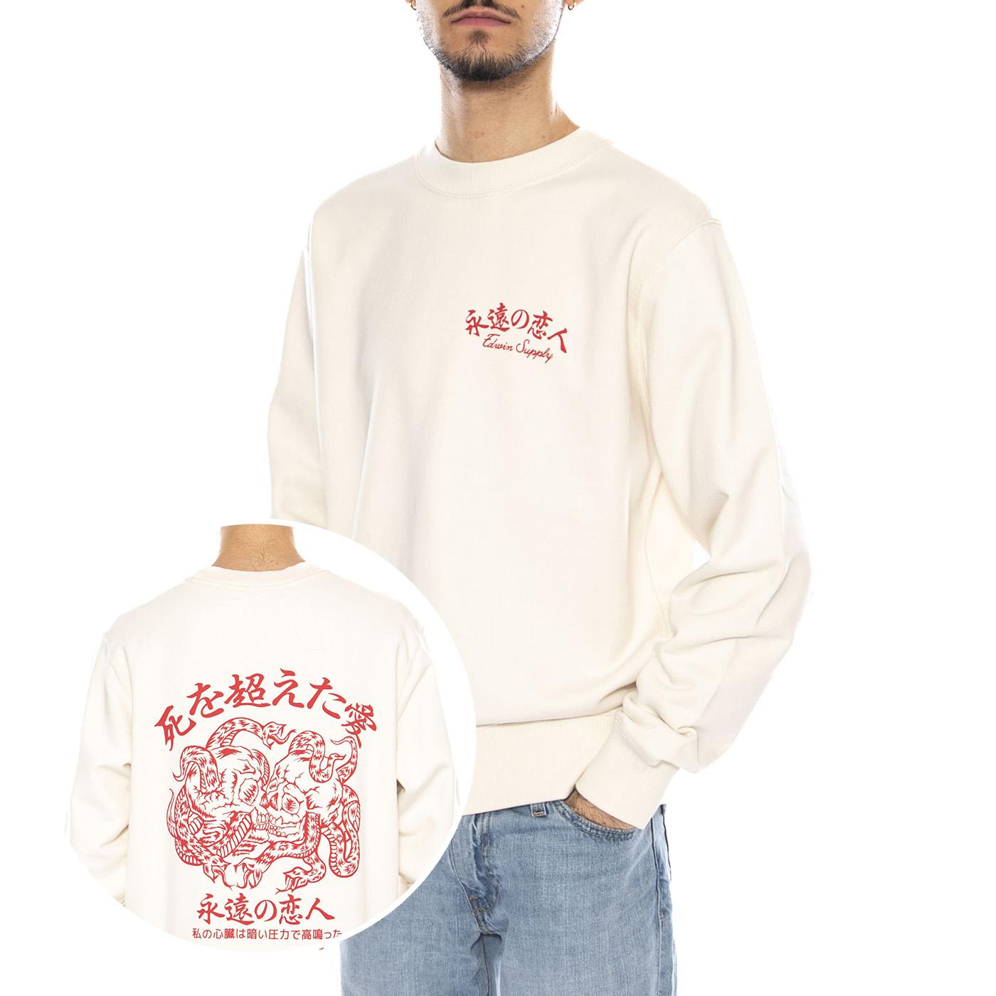 Forever Lover Sweat -- Felpa Uomo Girocollo Bianca<BR/><BR/> I035045.WHW.67. WHW.67 EDWIN 