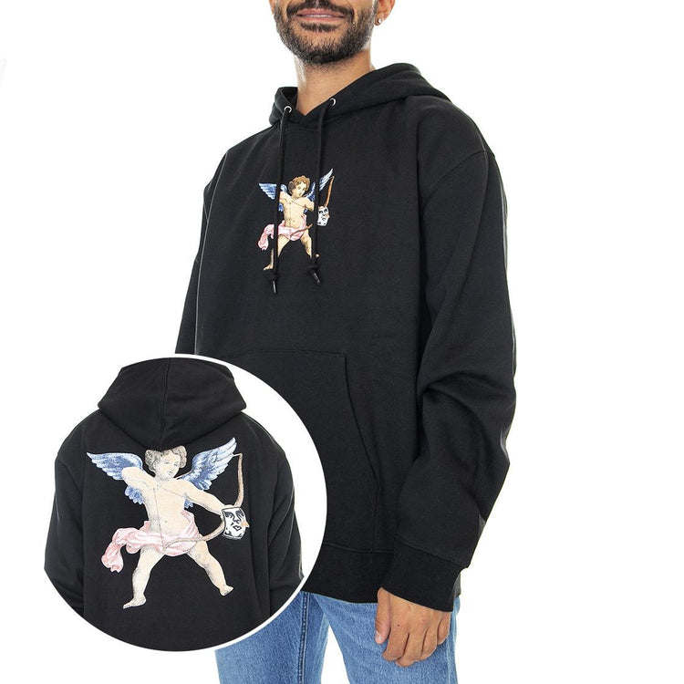 Watch Out Premium Hood Fleece Black - Felpa con Cappuccio Uomo Nera 112843042-BLK  OBEY 