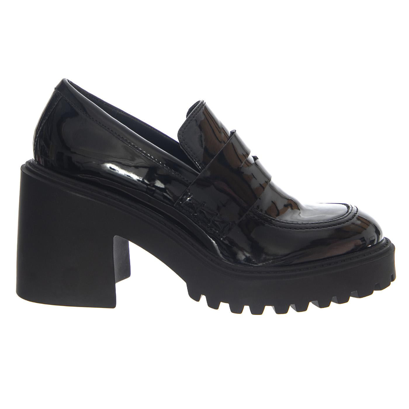OBSIDIAN - BLACK PATENT - Mocassini con Tacco Alto Donna Vernice Nera SM-OBSI01S1 . STEVE MADDEN 