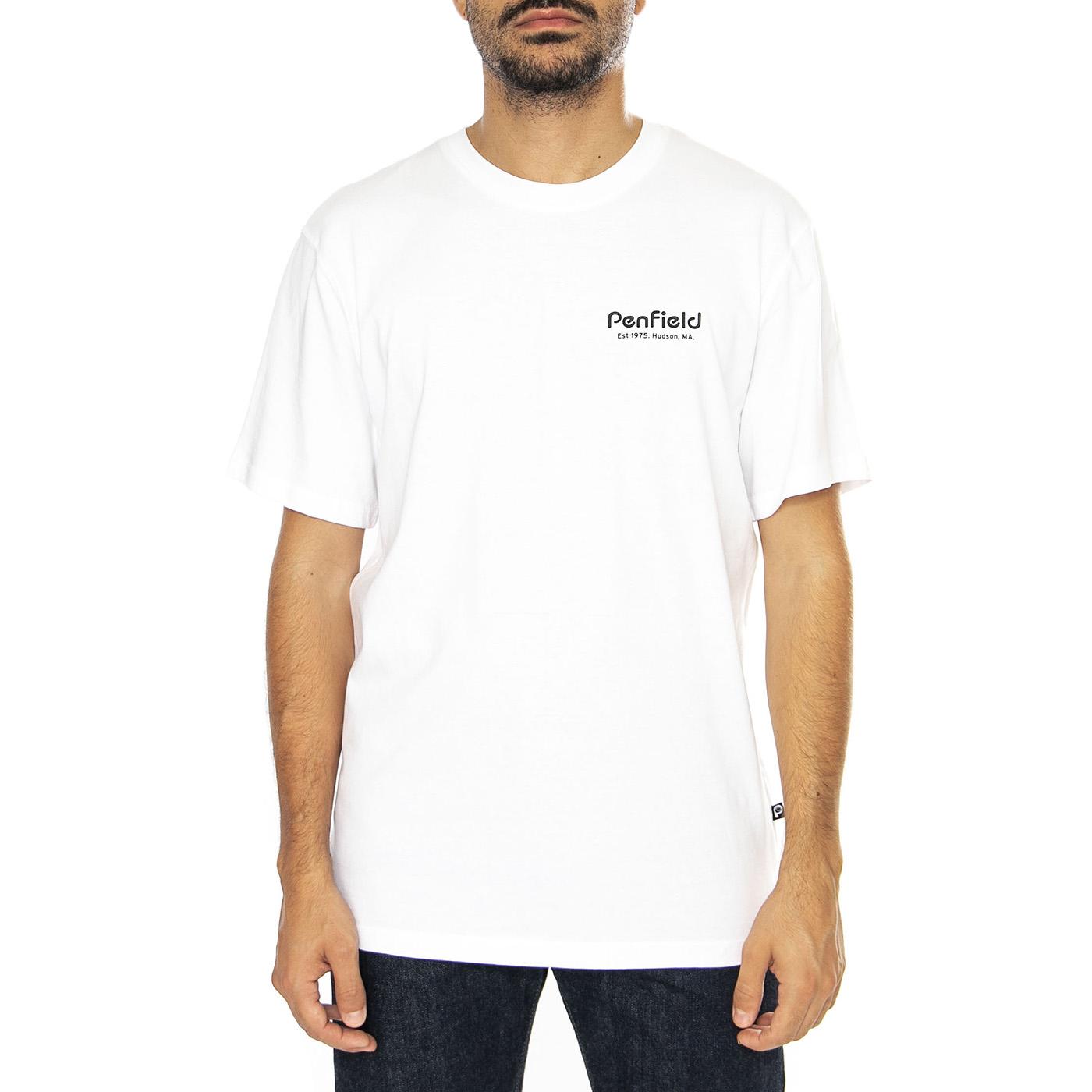 Hudson Script T-Shirt Bright White - Maglietta Girocollo Uomo Bianca PFD0299-002  PENFIELD 