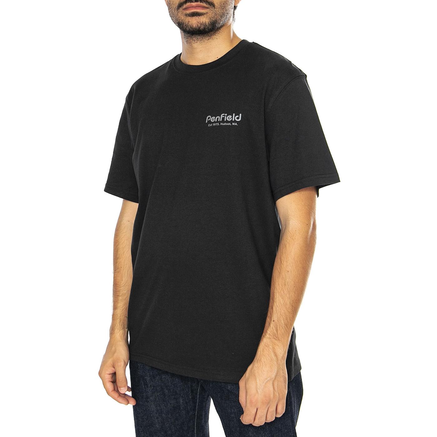 Hudson Script T-Shirt Black - Maglietta Girocollo Uomo Nera PFD0299-023  PENFIELD 
