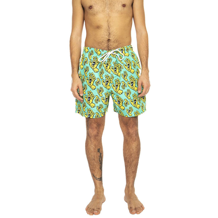 Hands All Over Turquoise - Costume da Bagno Uomo Multicolore SCA-SHR-5047  SANTA CRUZ 